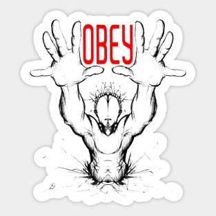 obey themed hand drawing graphic design Sticker
